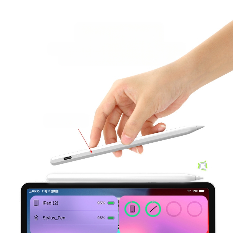 Parsonjie stylus Bluetooth cu încărcare rapidă pentru Apple iPad, carcasă metalică, prindere magnetică, stil IP/touch