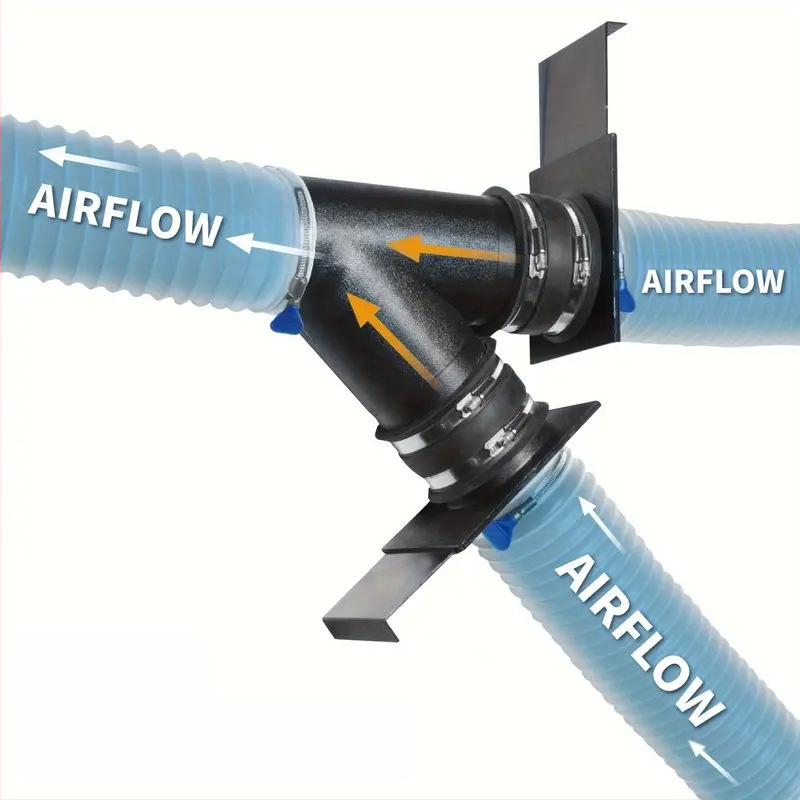 Siurbimo įrenginio adapteris dulkių surinkėjui, su trim kryptimis vožtuvu ir žarnos jungtimi