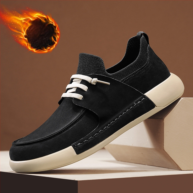 Férfi téli papucs belső bélésével, felső része szintetikus bőr, PVC talp, vastagított kivitel, sportos stílus