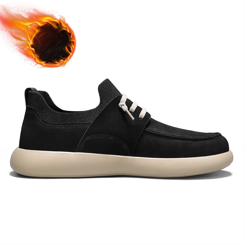 Férfi házicipők plüss béléssel, felső rész szintetikus bőrből, PVC talp, vastagított bélés, téli 2025