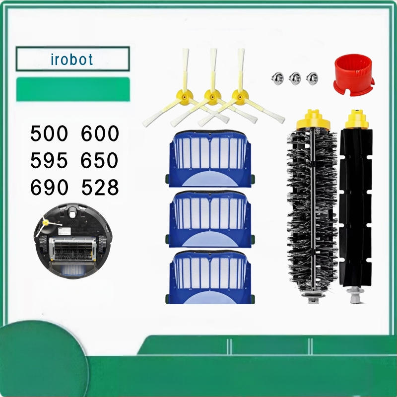 iRobot 500/600 robota putekļsūcēja piederumi: filtrs, sānu birste, rullīšu birste, modelis 054