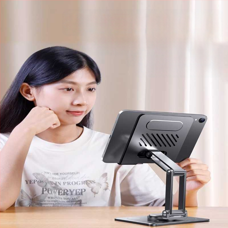 Suport rotativ reglabil pentru tabletă, suport metalic de birou pentru iPad/tablet, model Rotating Folding Bracket, greutate 588,3 g