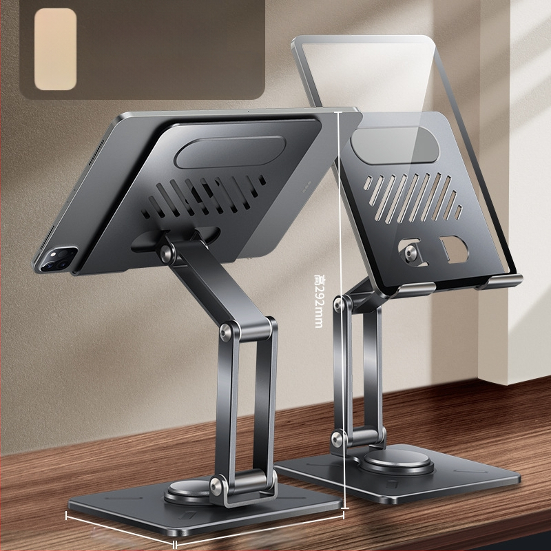 Suport rotativ reglabil pentru tabletă, suport metalic de birou pentru iPad/tablet, model Rotating Folding Bracket, greutate 588,3 g