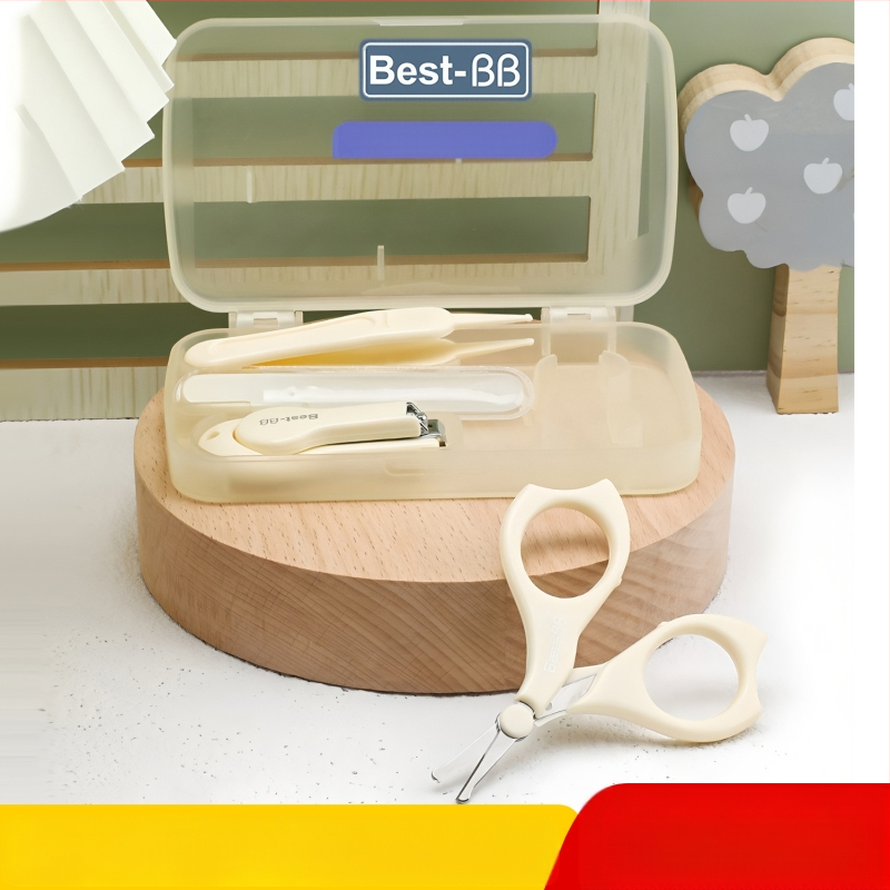 Σετ περιποίησης νυχιών μωρού – 4 τεμάχια, πλαστικό + ανοξείδωτο ατσάλι, για ηλικίες 0–6 μηνών, 3–6 ετών και 6+ ετών