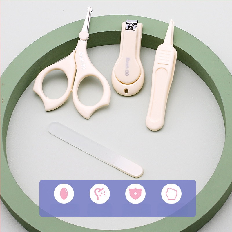 Σετ περιποίησης νυχιών μωρού – 4 τεμάχια, πλαστικό + ανοξείδωτο ατσάλι, για ηλικίες 0–6 μηνών, 3–6 ετών και 6+ ετών