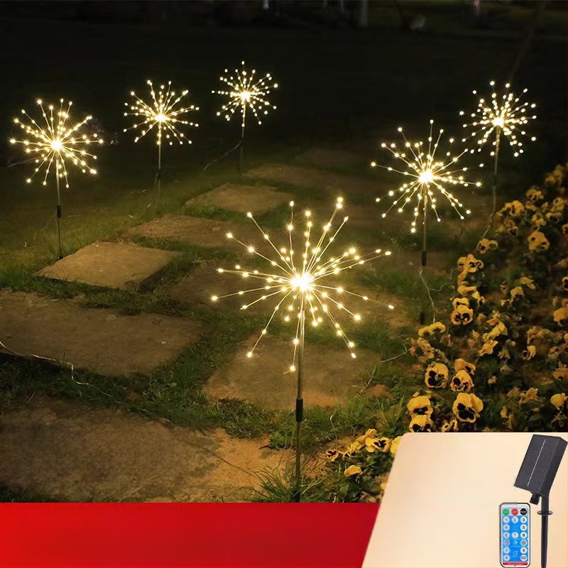 LED solarna lampa s učinkom vatrometa i daljinskim upravljanjem - 480 LED, IP65, 300 lm, 3000K, solarno napajanje