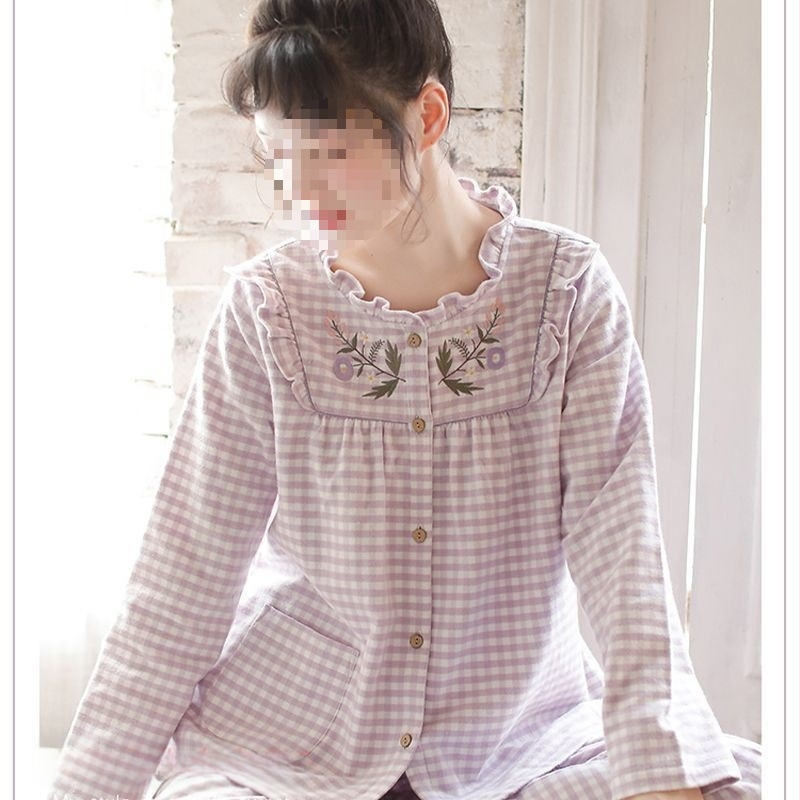 Japāņu stila rakstaina pidžama komplekts – V kakla izgriezums, garas piedurknes, garas bikses