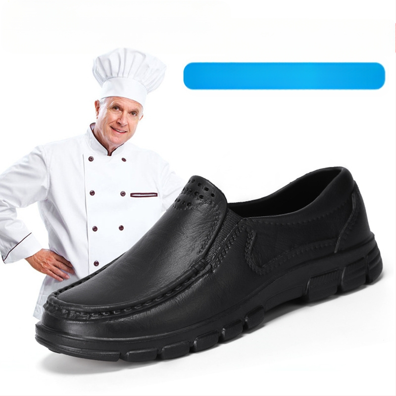 Vyrinės slip-on virtuvės bateliai, atsparūs vandeniui, priešslydiniai, alyvos atsparūs, PU viršus