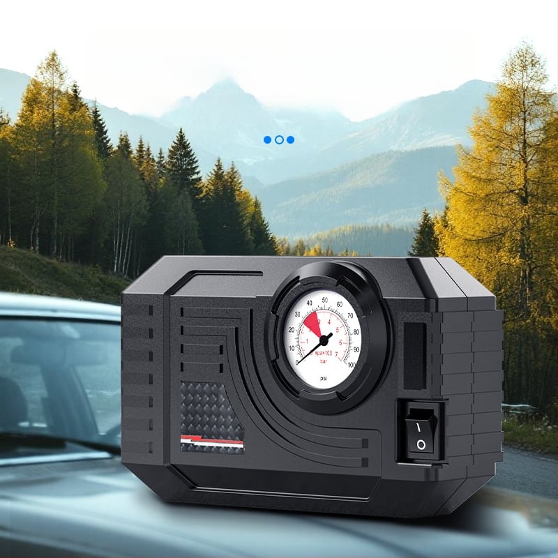 Φορητή αντλία αέρα αυτοκινήτου με μετρητή πίεσης ελαστικών, 12V, 120W, 25 L/min, 3 m καλώδιο, 20 cm σωλήνας