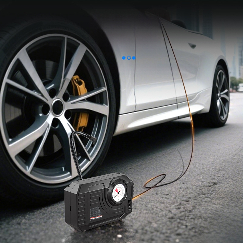 Φορητή αντλία αέρα αυτοκινήτου με μετρητή πίεσης ελαστικών, 12V, 120W, 25 L/min, 3 m καλώδιο, 20 cm σωλήνας