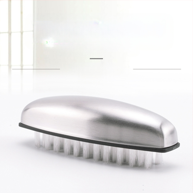 304 nerūsējošā tērauda tīrīšanas suka aromātu noņemšanai, divkārša pielietojuma – roku un augļu/dārzeņu tīrīšanai, virtuves masāžas suka