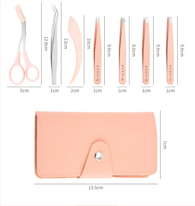Pārnēsājams uzacu kopšanas komplekts: uzacu klips, uzacu griezējs, uzacu šķēres – nerūsējošais tērauds
