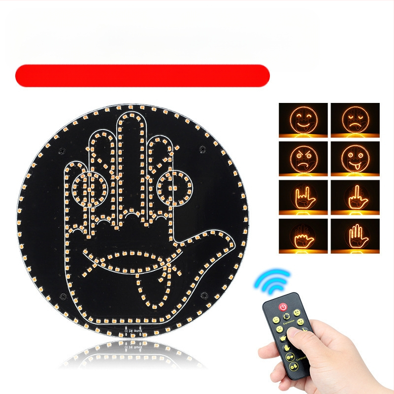 Car gesture light – mosolygó LED kijelző, hátsó ablakhoz, többfunkciós riasztó fény, ABS; 5V | 1W | 0.1A