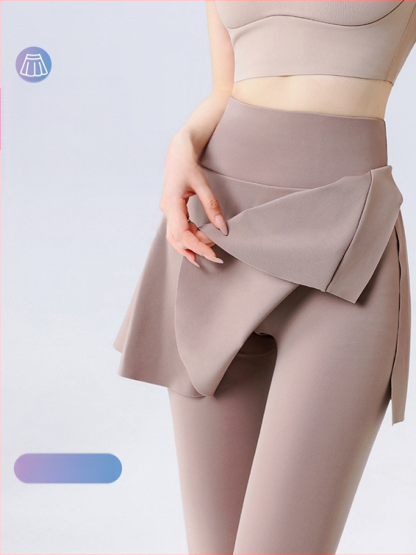 Ženske culotte hlače za vanjsku nosnju, visok struk – mješavina najlona i spandeksa, duljina 9/10, uski kroj, visoka elastičnost (lažni dvodijelni dizajn)