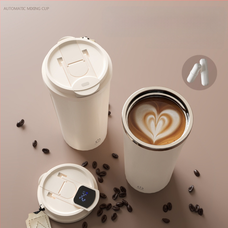 Kafes krūze ar karikatūras motīvu un digitālo displeju, pilnīgi automātiska magnetiskā maisīšana, svars 350 g, iespējams pielāgot logotipu, izlaista 2025.