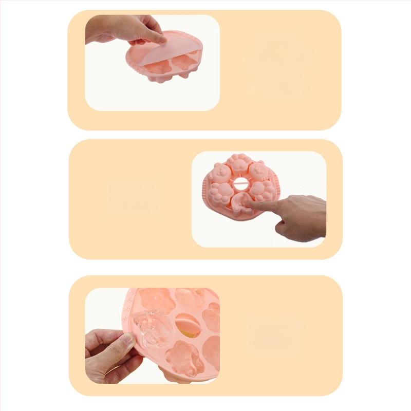 Formă circulară din silicon, cu motiv de labă de pisică, alimentară, pentru prăjituri aburite și coapte, gustări pentru bebeluși