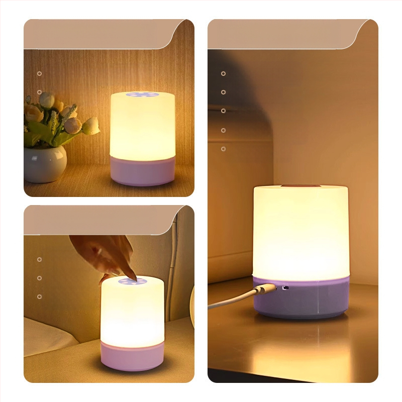 Naktinė lemputė su įmontuota baterija | Plastinis gaubtas | Mygtukinis jungiklis | Ambientinis švelnus apšvietimas | Prabangus stilius