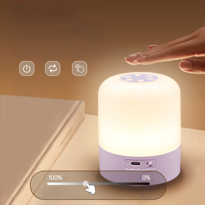 Naktinė lemputė su įmontuota baterija | Plastinis gaubtas | Mygtukinis jungiklis | Ambientinis švelnus apšvietimas | Prabangus stilius