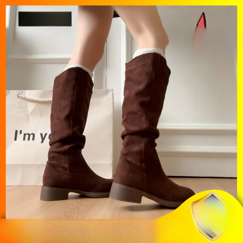 Fringe zābaki, Korejas stils, augsts garums potītei, apaļa purns, klinveida papēdis, sintētiskā āda augšpuse