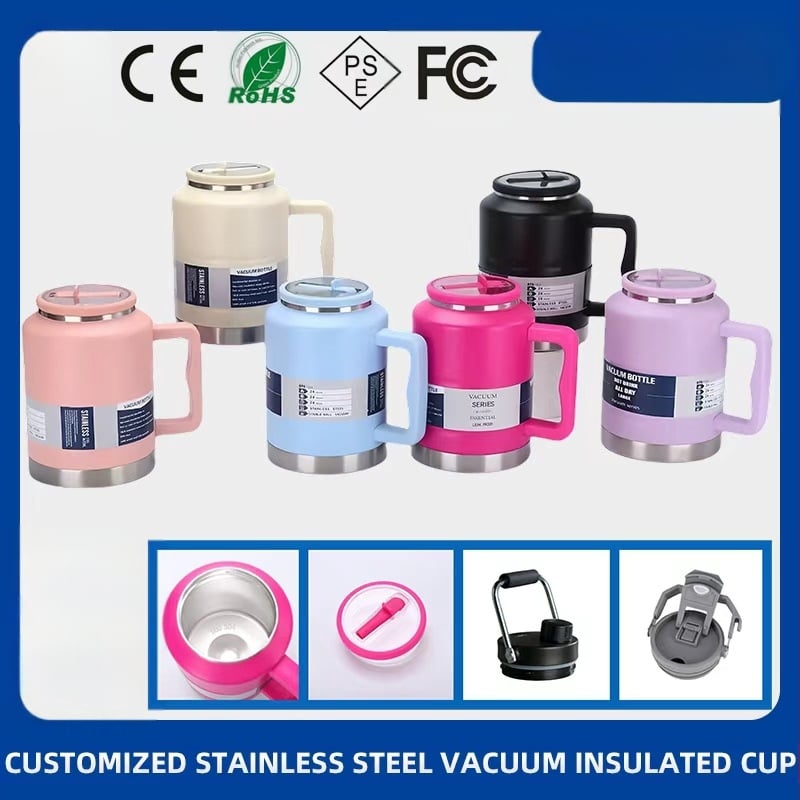 Termoss ar rokturi, vakuuma izolācija, divslāņu konstrukcija, iekšējais 304 nerūsējošais tērauds, ārējais 201 nerūsējošais tērauds