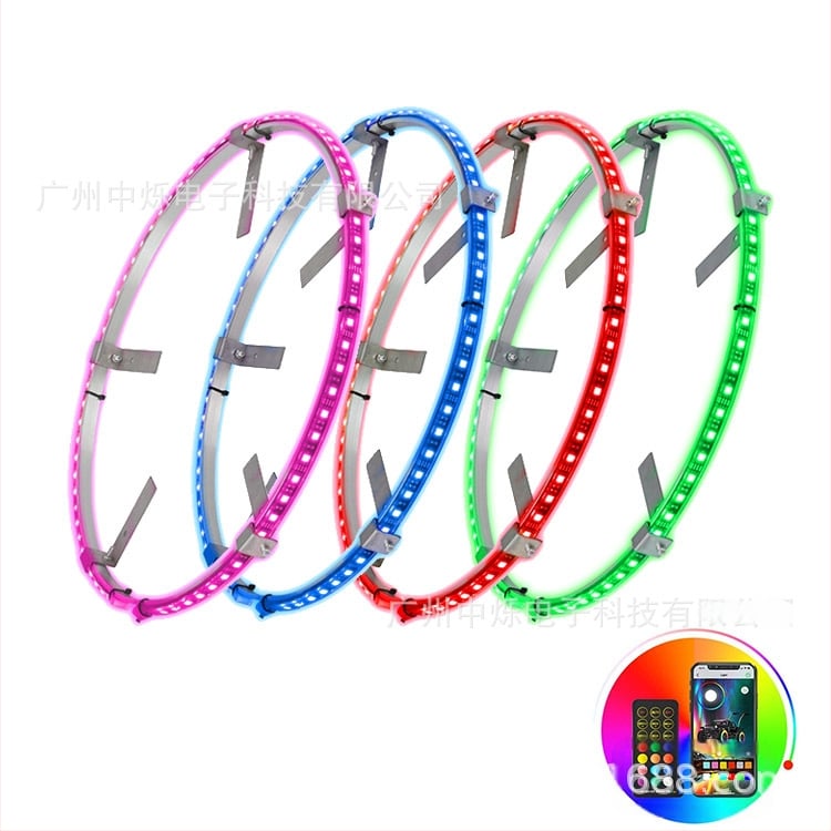 RGB riteņa diska gaisma ZS-WR1, alumīnijs, 12V DC, 36W, attālinātais vadība un lietotnes kontrole, saderīgs ar mazajiem automobiļiem, miniveniem, SUV