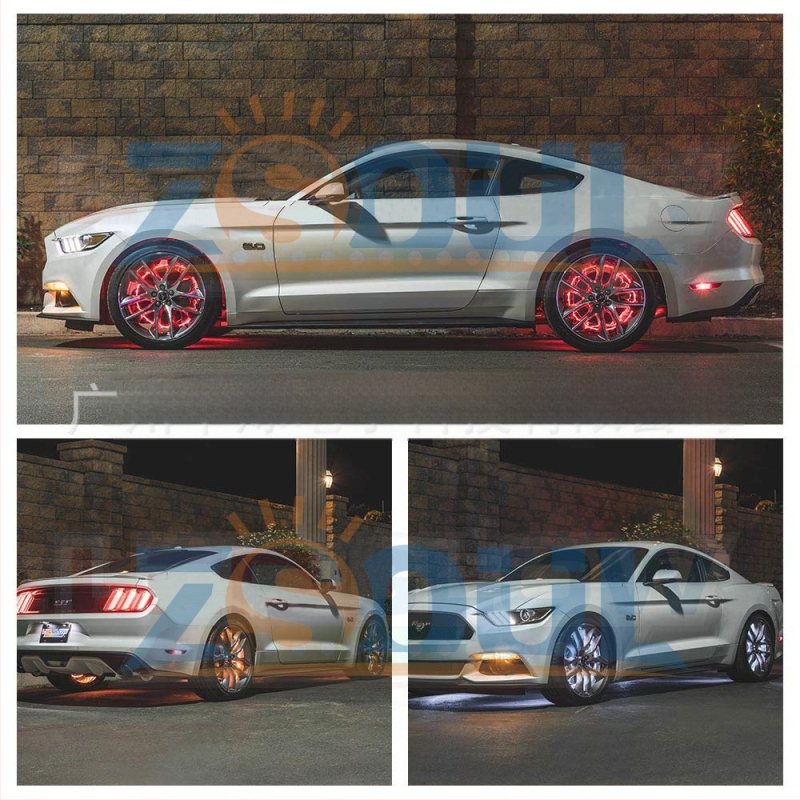 RGB riteņa diska gaisma ZS-WR1, alumīnijs, 12V DC, 36W, attālinātais vadība un lietotnes kontrole, saderīgs ar mazajiem automobiļiem, miniveniem, SUV