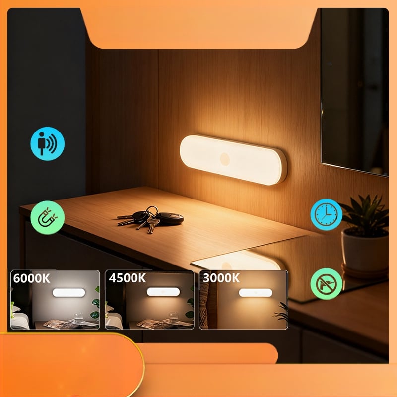 HY-P03 LED svjetlo za ormar s senzorom pokreta, magnetsko pričvršćivanje, traka oblika, 120° raspon detekcije, USB napajanje 5V