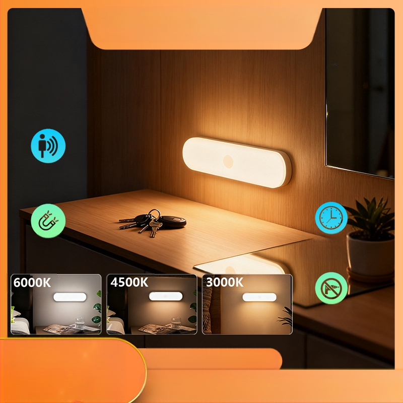 HY-P03 LED svjetlo za ormar s senzorom pokreta, magnetsko pričvršćivanje, traka oblika, 120° raspon detekcije, USB napajanje 5V