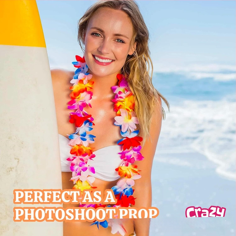 Havaju lei deju rekvizītam, rokdarbs no auduma ziedu kaklasaite, pielāgojama, Huayi zīmols, grimmas un kostīmu rekvizīts