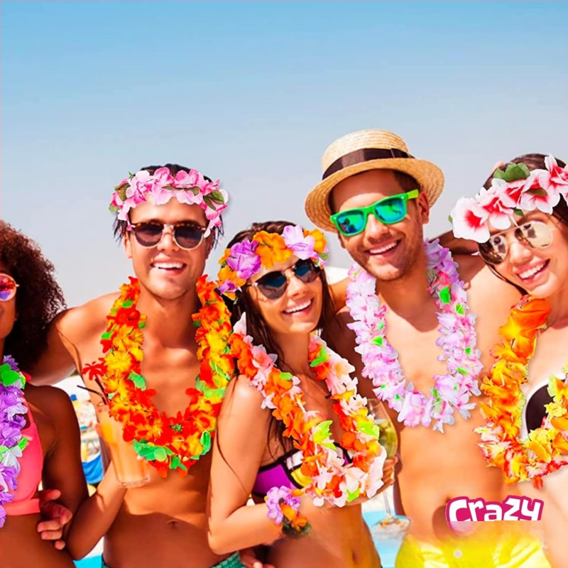 Havaju lei deju rekvizītam, rokdarbs no auduma ziedu kaklasaite, pielāgojama, Huayi zīmols, grimmas un kostīmu rekvizīts