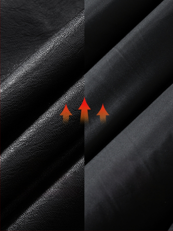 PU ādas jaka ar stāvošu kaklu, rāvējslēdzējs, brīvs siluets, garas piedurknes, poliestera iekšdaļa, ūdensnecaurlaidīga un vēja izturīga, rudens kolekcija