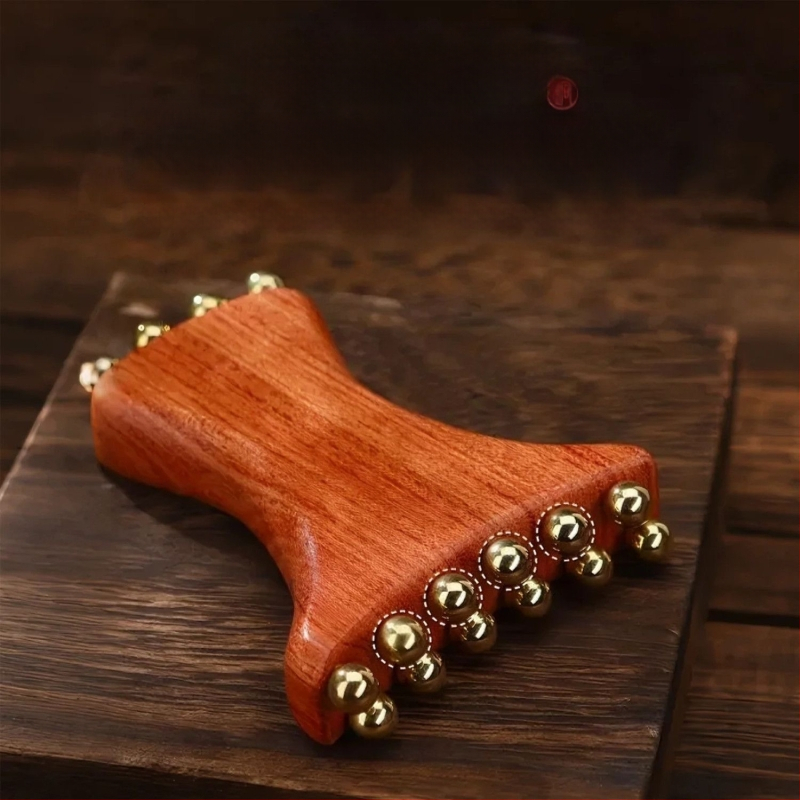 Устройство за лицев масаж с Huanghuali Rosewood и бронзови златисти мъниста; дървена конструкция, 90 g, марка Ruilin