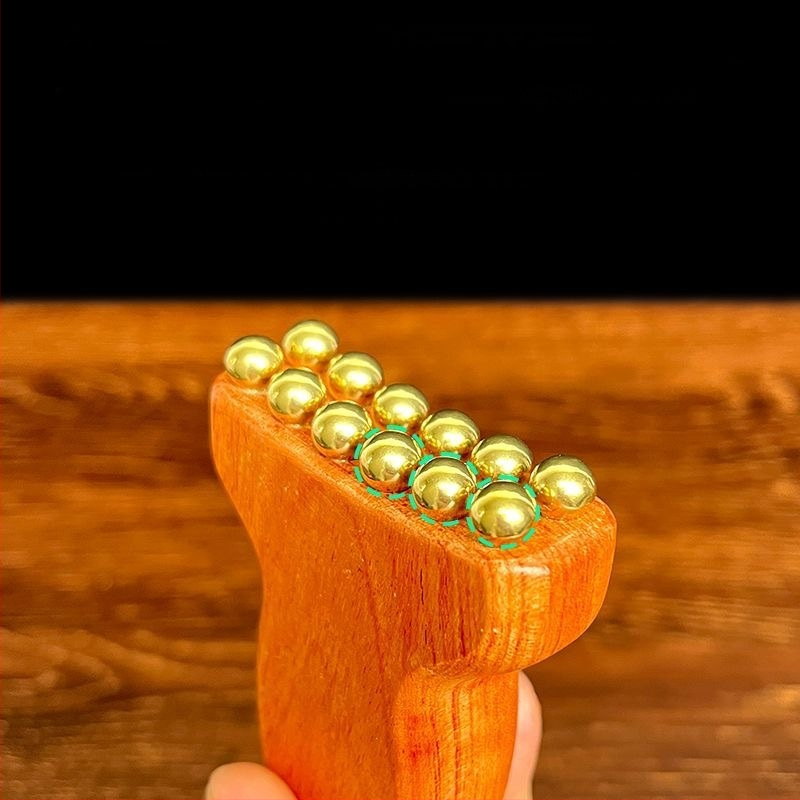 Устройство за лицев масаж с Huanghuali Rosewood и бронзови златисти мъниста; дървена конструкция, 90 g, марка Ruilin