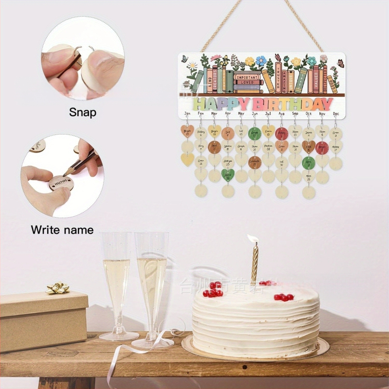 Koka pakarināmais kalendārs mājām, dabīgs stils, dekoratīvs pakarināmais zīme kāzēm un ballēm