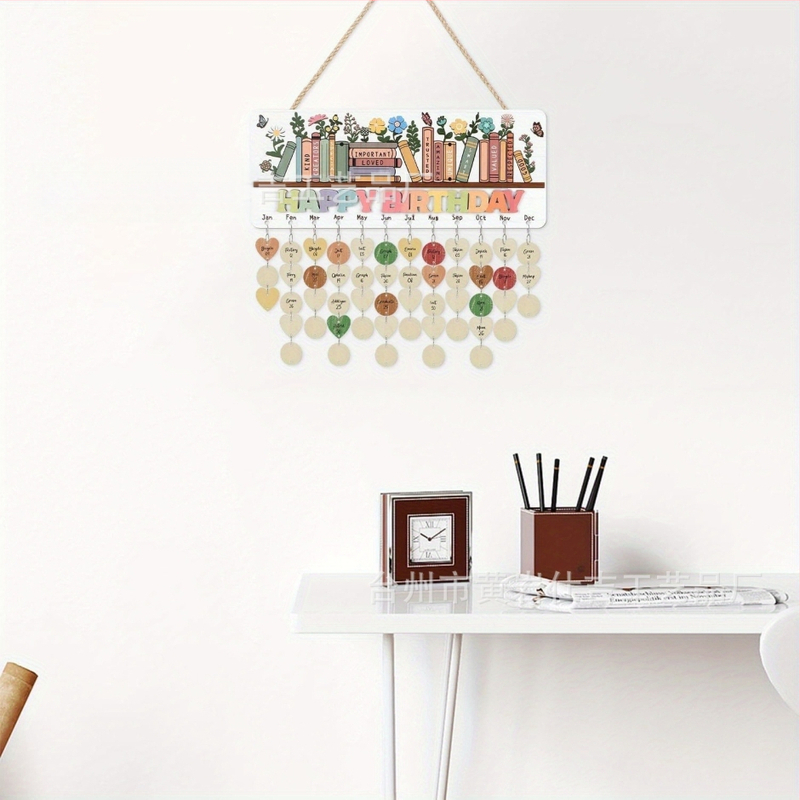 Koka pakarināmais kalendārs mājām, dabīgs stils, dekoratīvs pakarināmais zīme kāzēm un ballēm