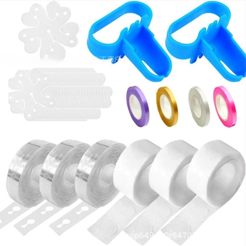 Set dopunila za balone za uređenje prostora: zaveži, lančići, točkice, trake i klipse s cvjetnim motivom • Plastika • Stil modernog minimalizma, svečani stil • Pogodno za vjenčanja i događaje