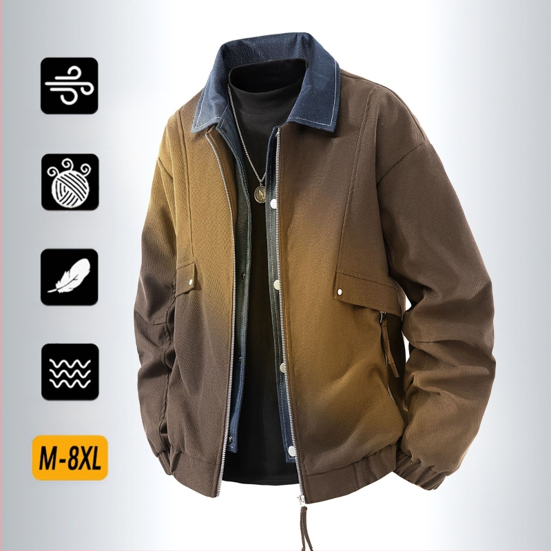 Vīriešu jaka Japāņu Workwear stilā, apkakle, rāvējslēdzējs, punktēts raksts, Jacquard audums