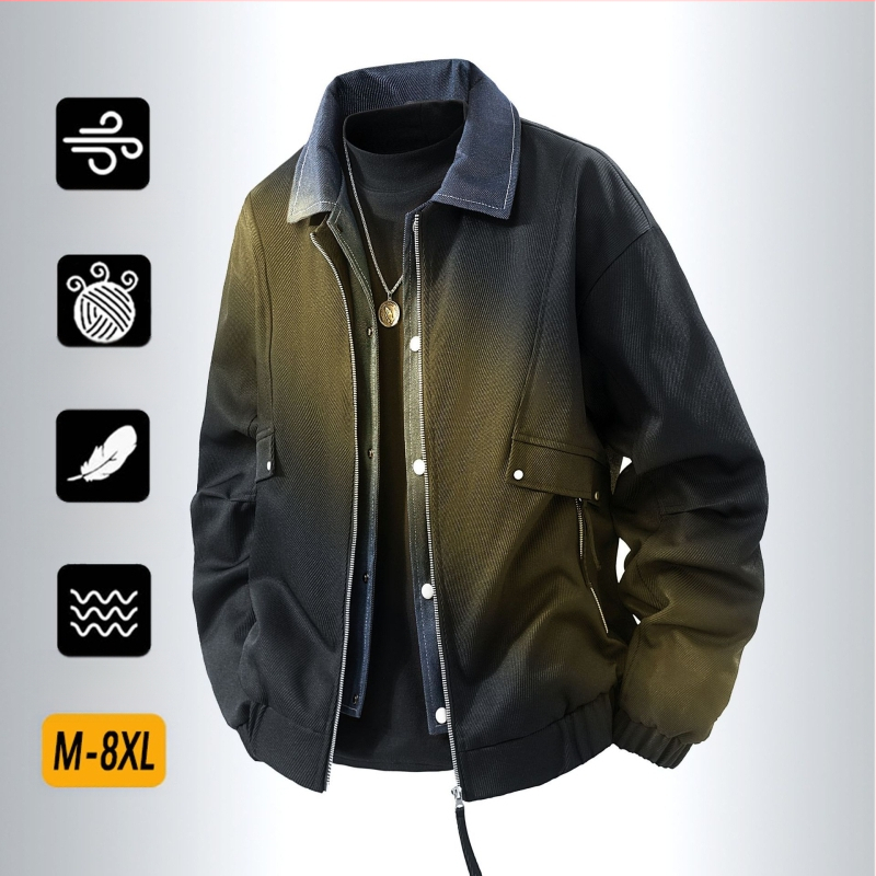 Vīriešu jaka Japāņu Workwear stilā, apkakle, rāvējslēdzējs, punktēts raksts, Jacquard audums