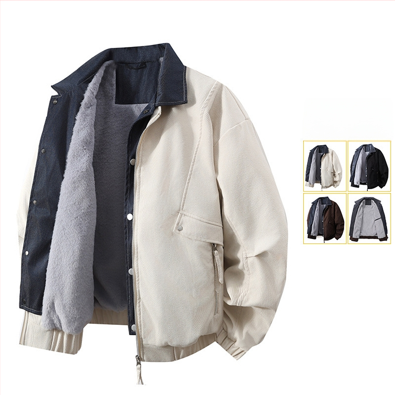 Vīriešu jaka Japāņu Workwear stilā, apkakle, rāvējslēdzējs, punktēts raksts, Jacquard audums