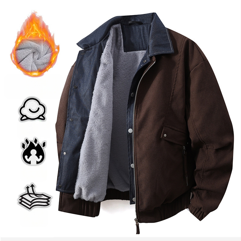 Vīriešu jaka Japāņu Workwear stilā, apkakle, rāvējslēdzējs, punktēts raksts, Jacquard audums