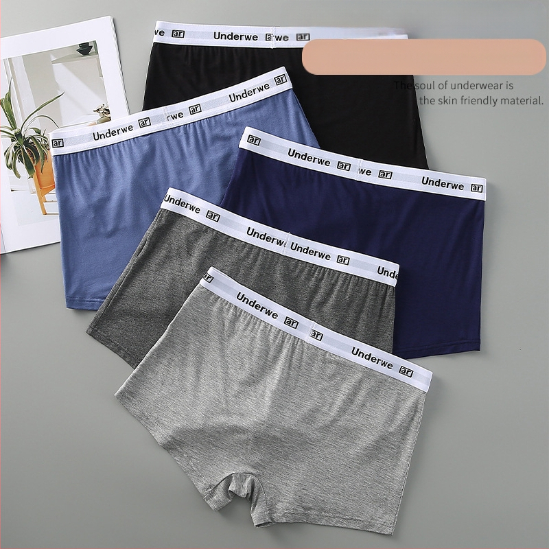 Muške bokserice s prozračnom viskoznom tkaninom, pleteni materijal, srednja visina struka, natpis s slovima