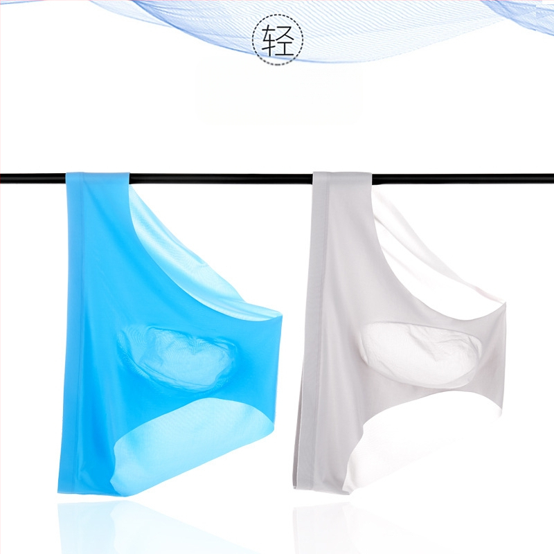 Vīriešu biksītes Ice Silk, 3D reljefs, daļēji caurspīdīgas, vidējā josta, ātra žūšana