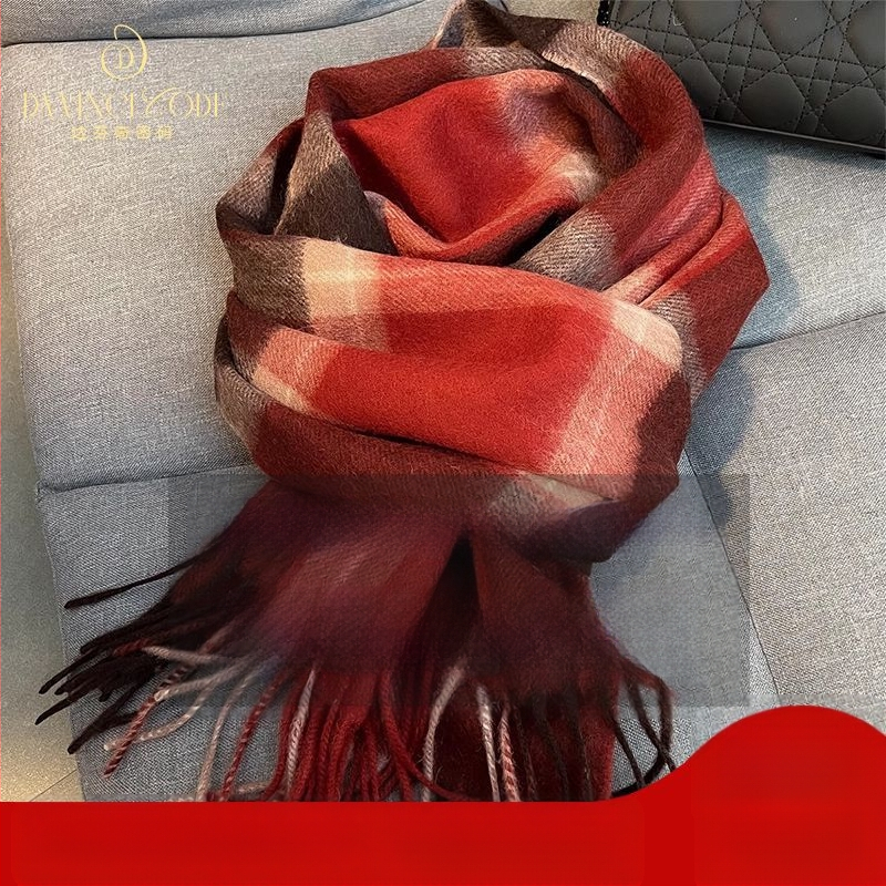 Fular din lână în carouri – gros pentru iarnă și toamnă, stil coreean, SKU 3457878, lansare iarna 2025