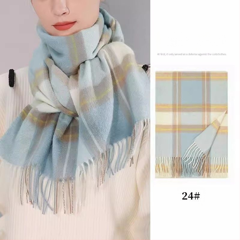 Fular din lână în carouri – gros pentru iarnă și toamnă, stil coreean, SKU 3457878, lansare iarna 2025