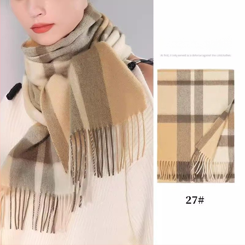 Fular din lână în carouri – gros pentru iarnă și toamnă, stil coreean, SKU 3457878, lansare iarna 2025