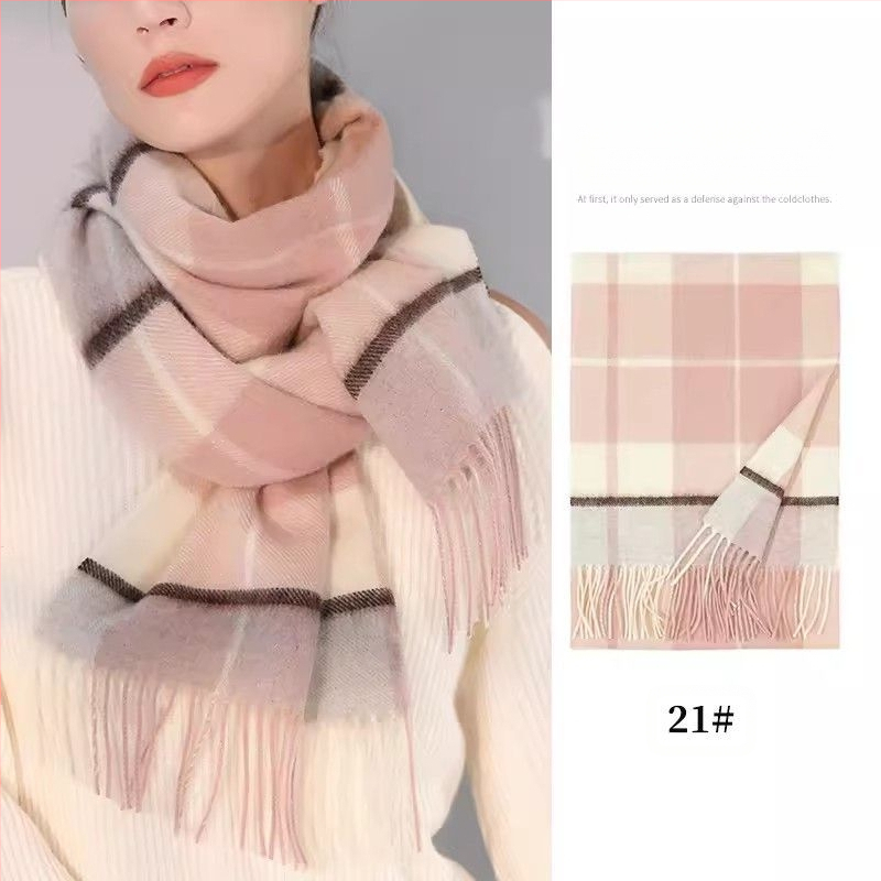 Fular din lână în carouri – gros pentru iarnă și toamnă, stil coreean, SKU 3457878, lansare iarna 2025