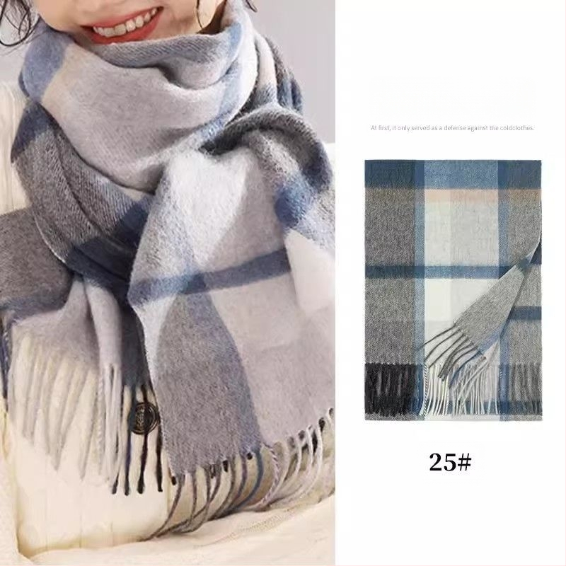 Fular din lână în carouri – gros pentru iarnă și toamnă, stil coreean, SKU 3457878, lansare iarna 2025