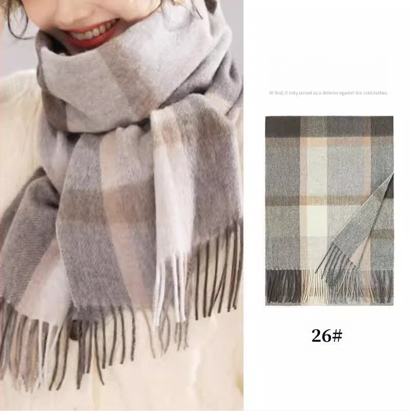 Fular din lână în carouri – gros pentru iarnă și toamnă, stil coreean, SKU 3457878, lansare iarna 2025