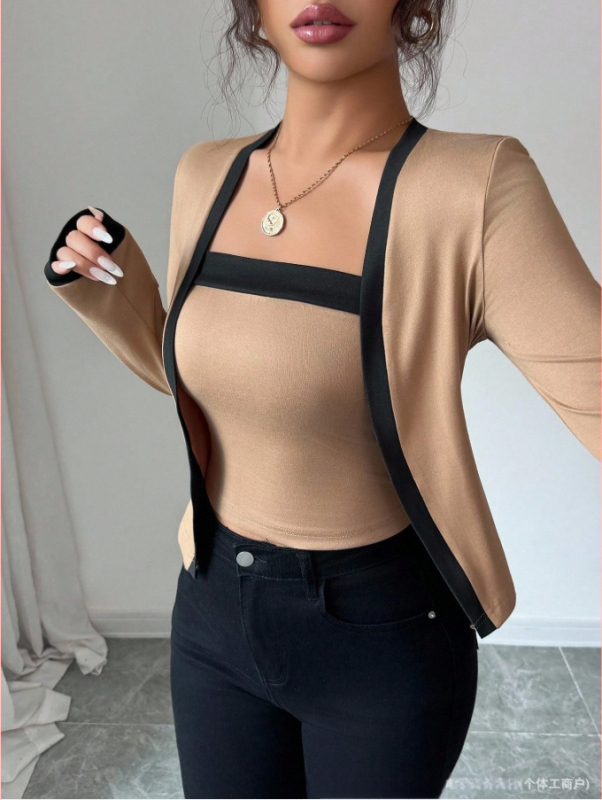 Moterų patchwork dviejų dalių komplektas: marškiniai ir kelnės, lininės-kokvilnės mišinys, 3/4 rankovės, 3/4 ilgio kelnės, vasara 2024