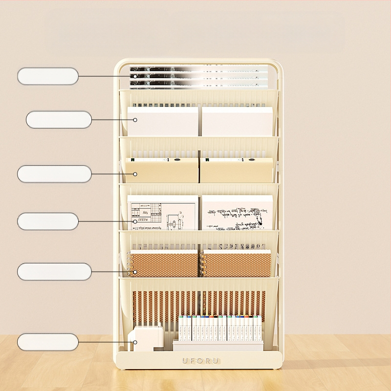 Sklopivi plastični regal za knjige za stol, 5 polica, moderni minimalistički stil